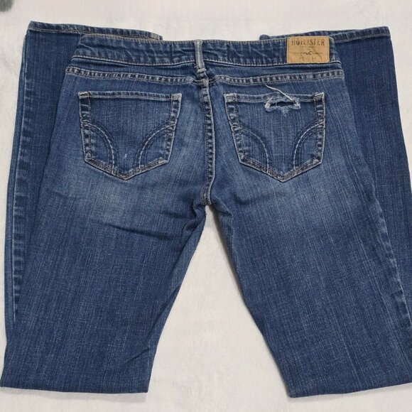 Hollister Bootcut Jeans – Distressed Blue Denim Stretch Mid-Rise Casual EUC 5 - Picture 4 of 7
